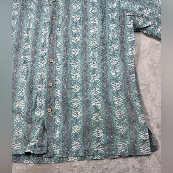 Cooke Street Honolulu Cotton Hawaiian Tropical Turquoise Button Down Shirt XL - Picture 6 of 14